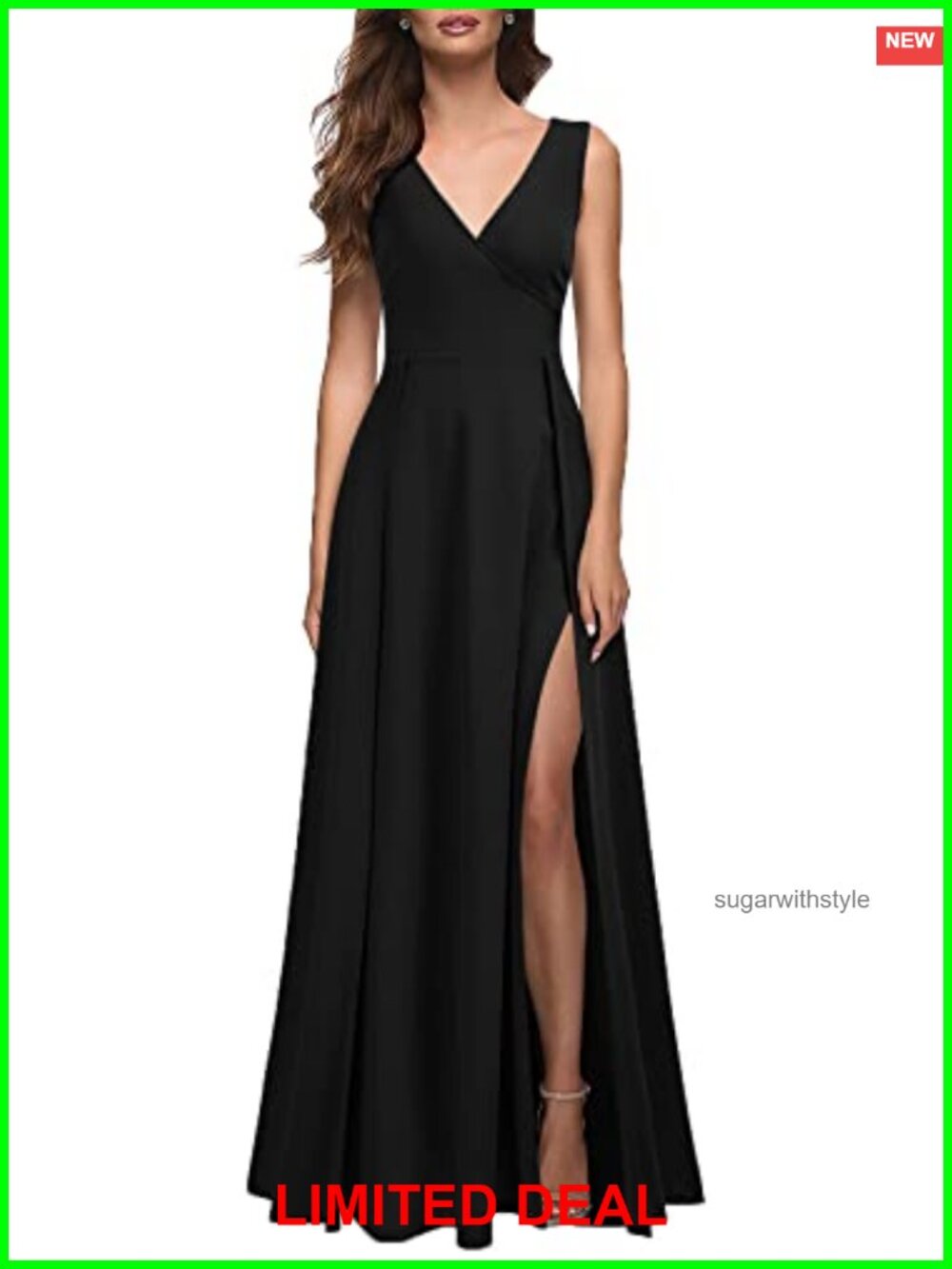 V Neck Sleeveless Split Bodycon Maxi Dress Cocktail Party Prom